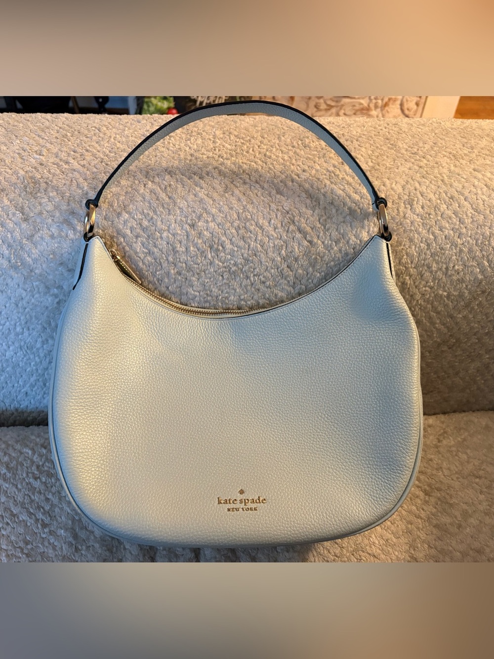 kate spade Pebbled Leather Shoulder Hobo in Light Blue